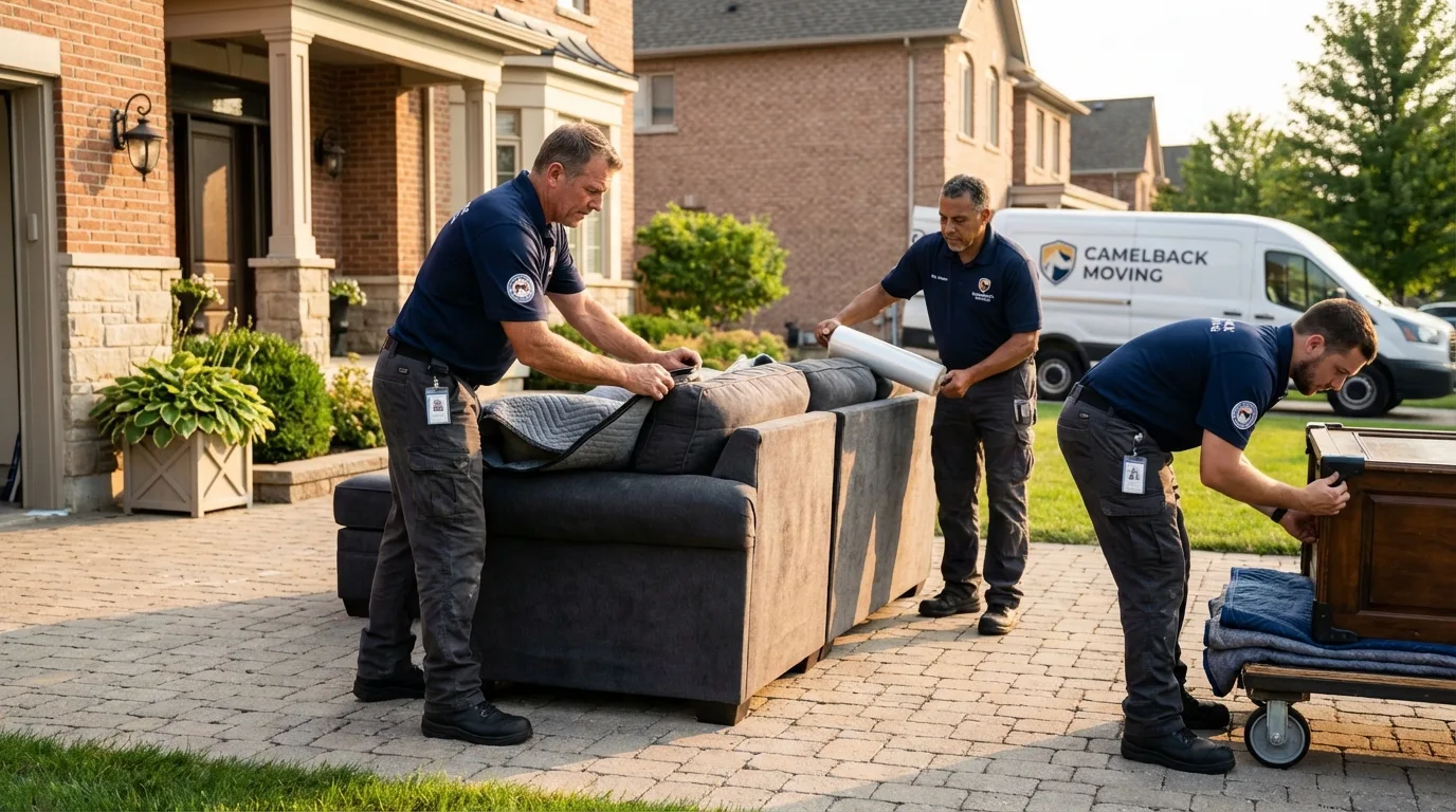 Large estate moving crew wrapping furniture in Tenino, WA